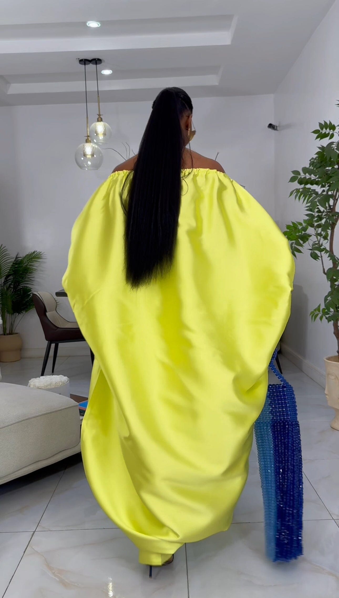 2- piece Kese neon cape high low and wide leg pant set