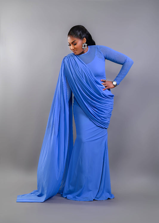 DEEP BLUE MESH DRESS - Bibirẹ̀