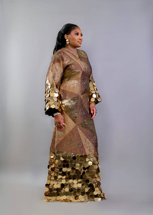 FIA GOLD BROCADE DRESS - Bibirẹ̀