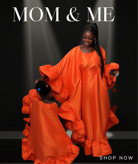 Flako Orange Boubou Dress With Ruffles