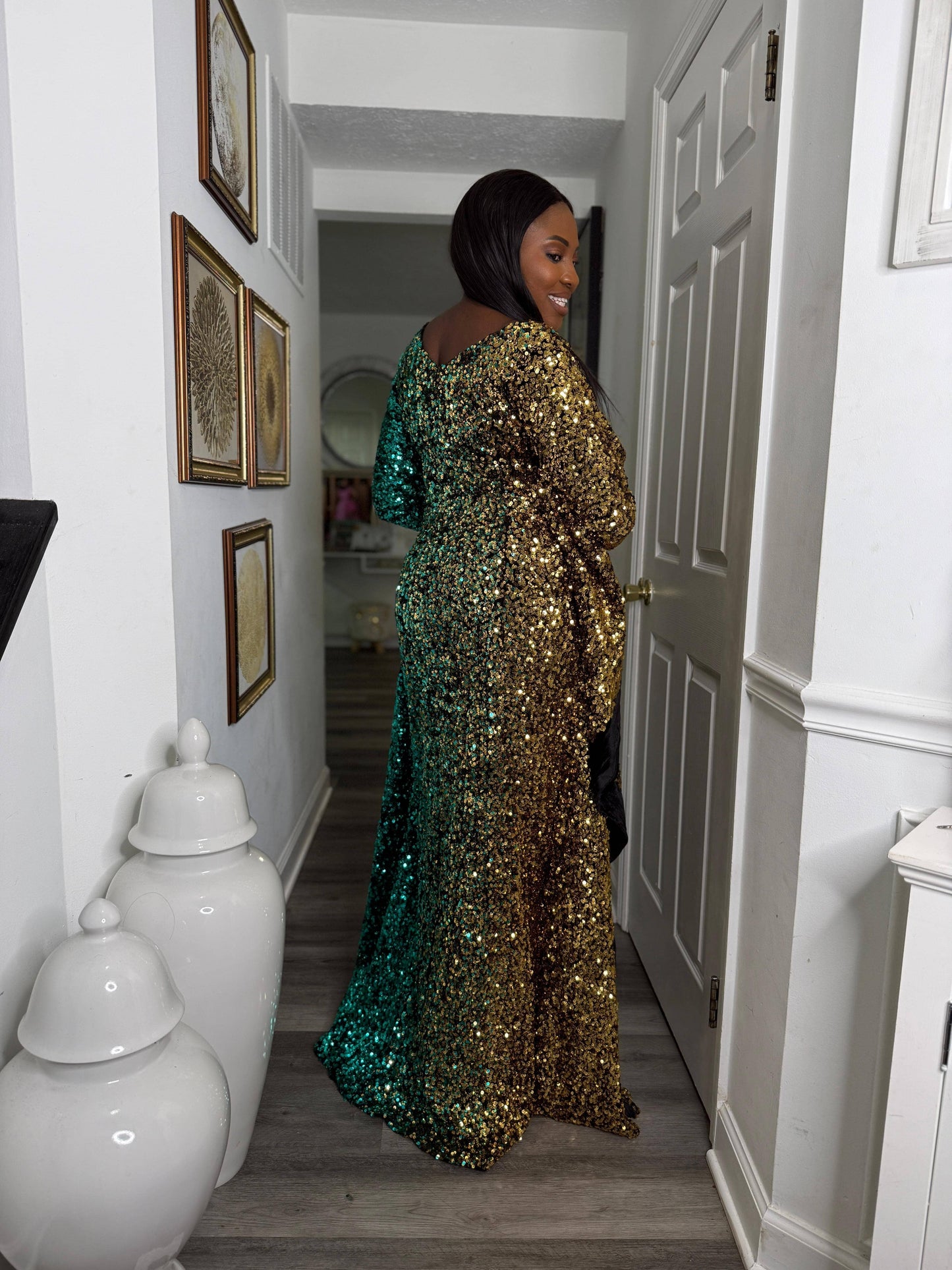 Joro Sequin Dress Boubou (teal green)