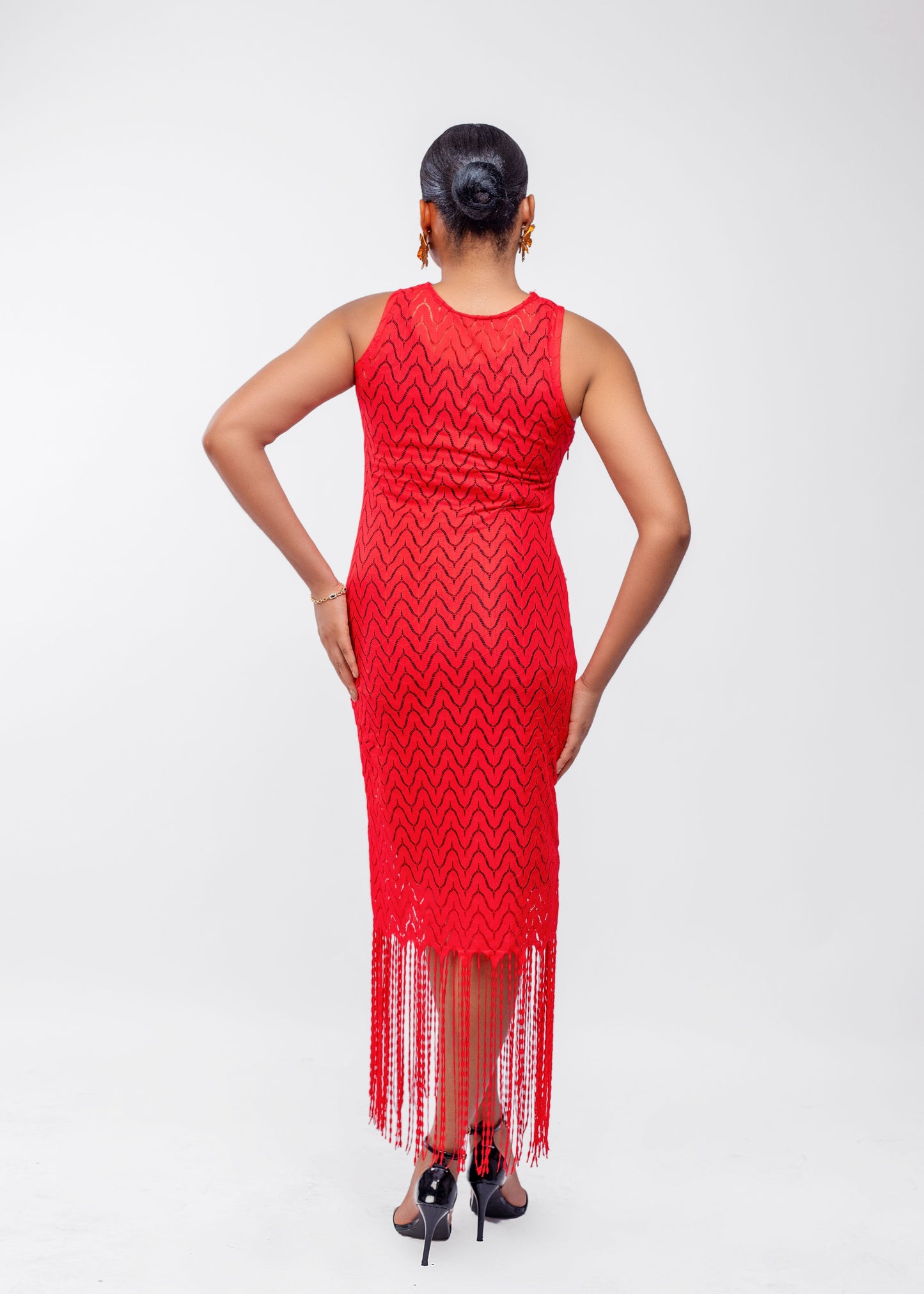Monalisa - 2 piece kimono and fitted fringe lace dress