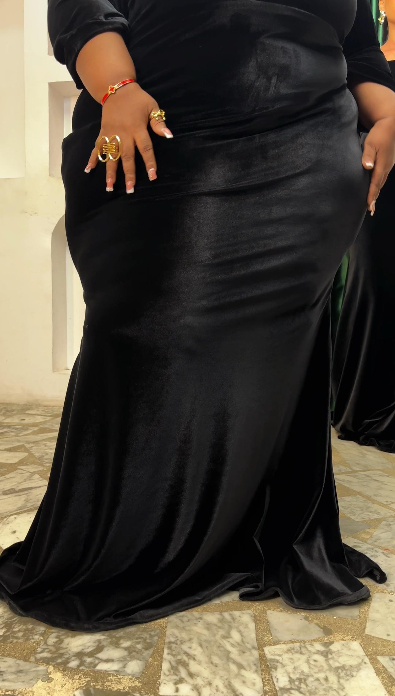 Moro long black velvet dress