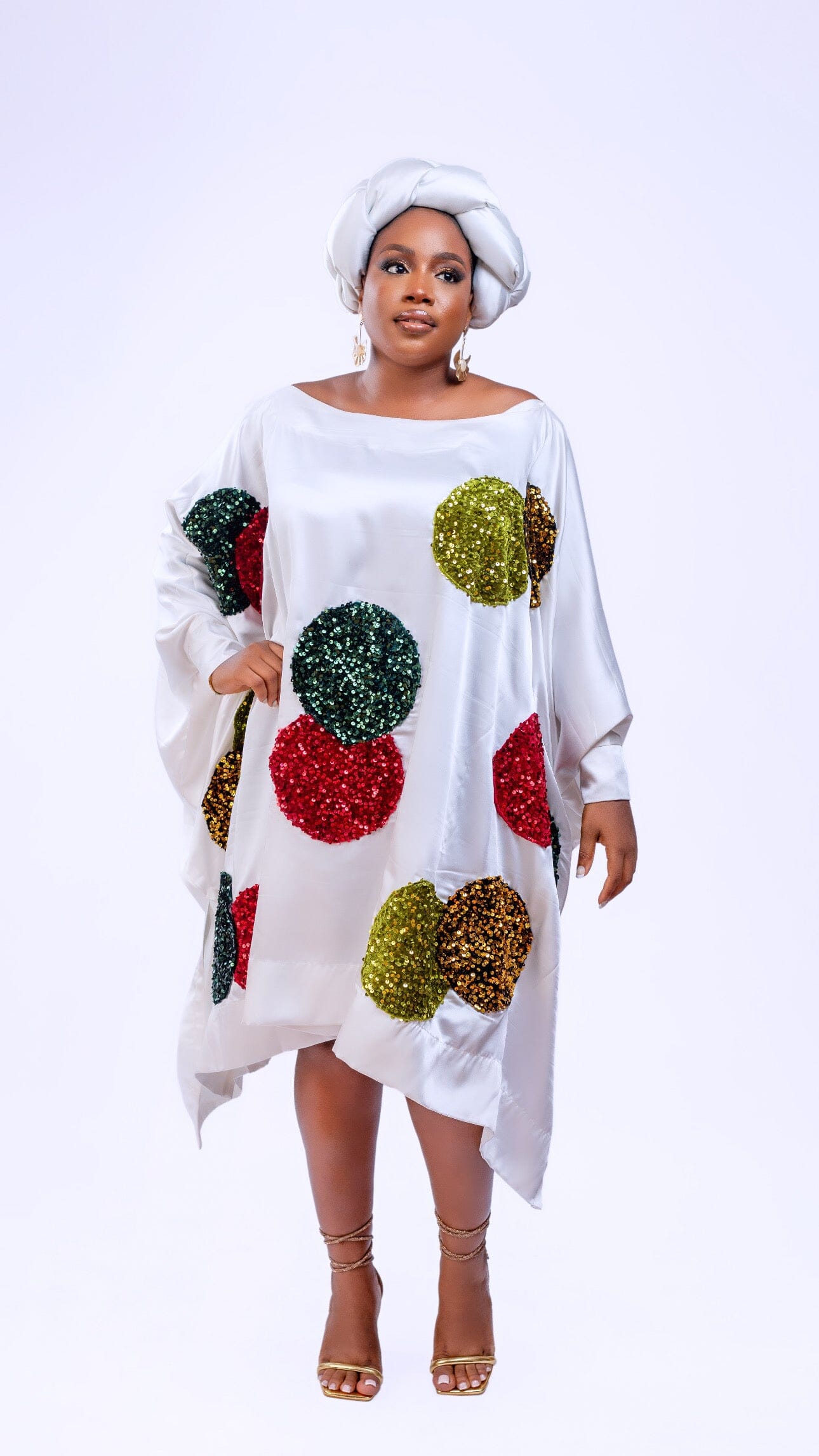 Omoge Silk Twist(White) -Women's African Cap