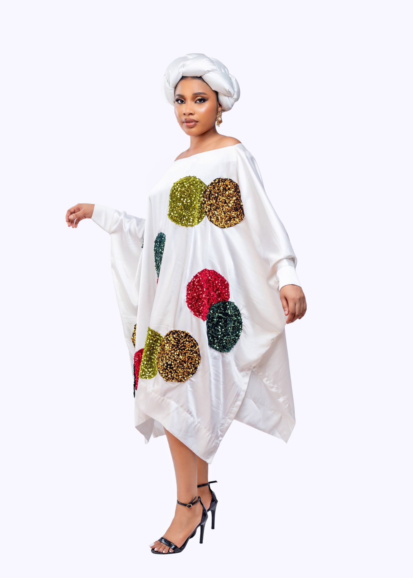 Omoge Silk Twist(White) -Women's African Cap