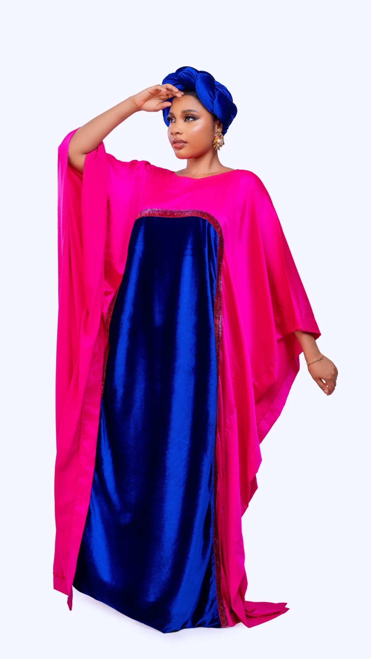 Omoge Twist Cap (blue velvet)- Women's African Cap