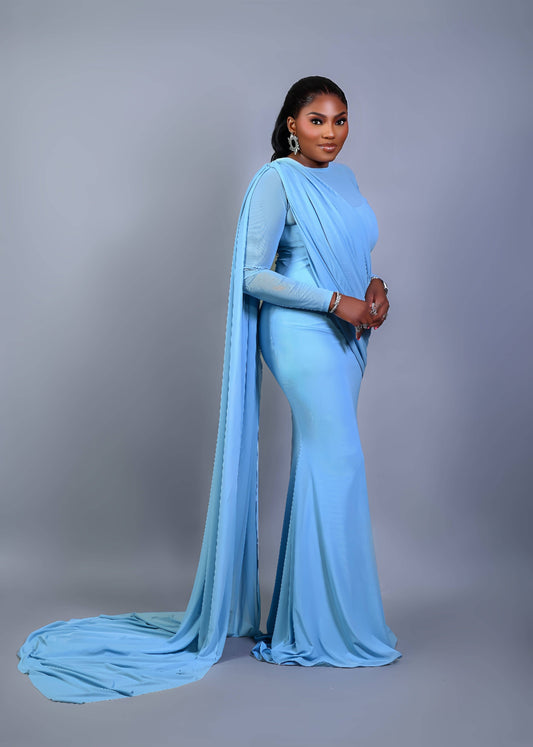 SKY BLUE MESH DRESS - Bibirẹ̀