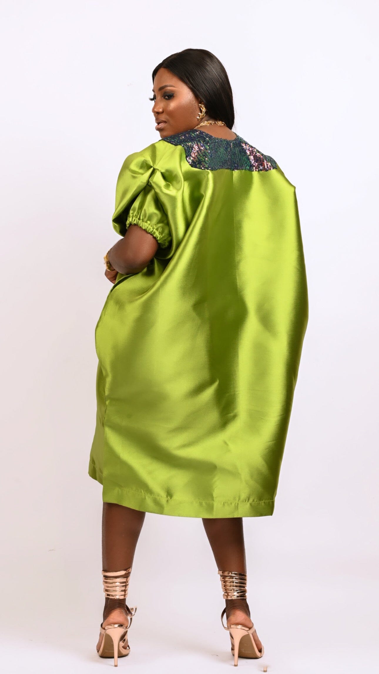 Buga Boubou short dress with multicolored sequin neck line Look 9