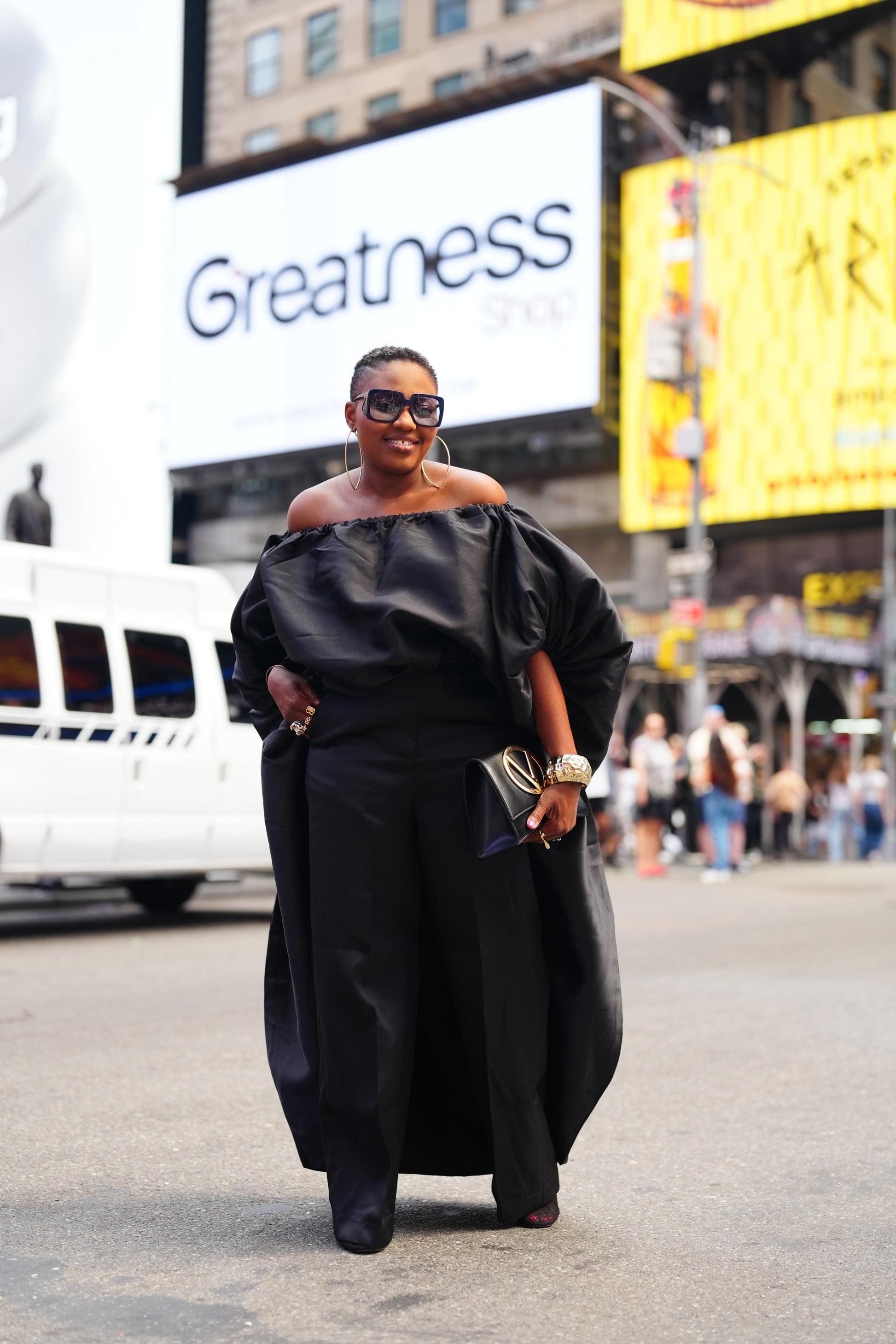 2- piece Kese black cape high low and wide leg pant set