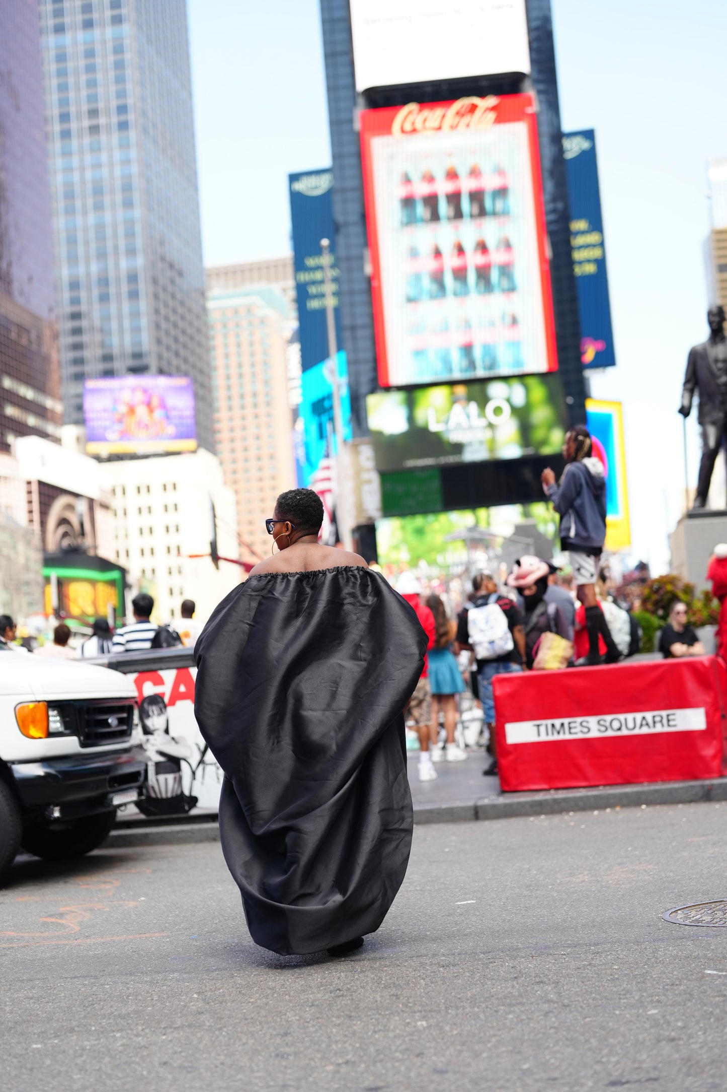 2- piece Kese black cape high low and wide leg pant set