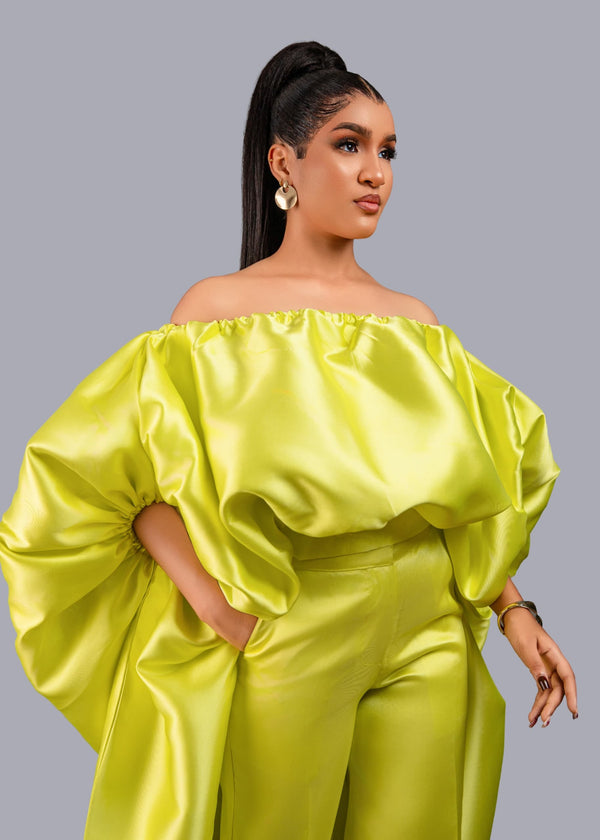 2- piece Kese neon cape high low and wide leg pant set