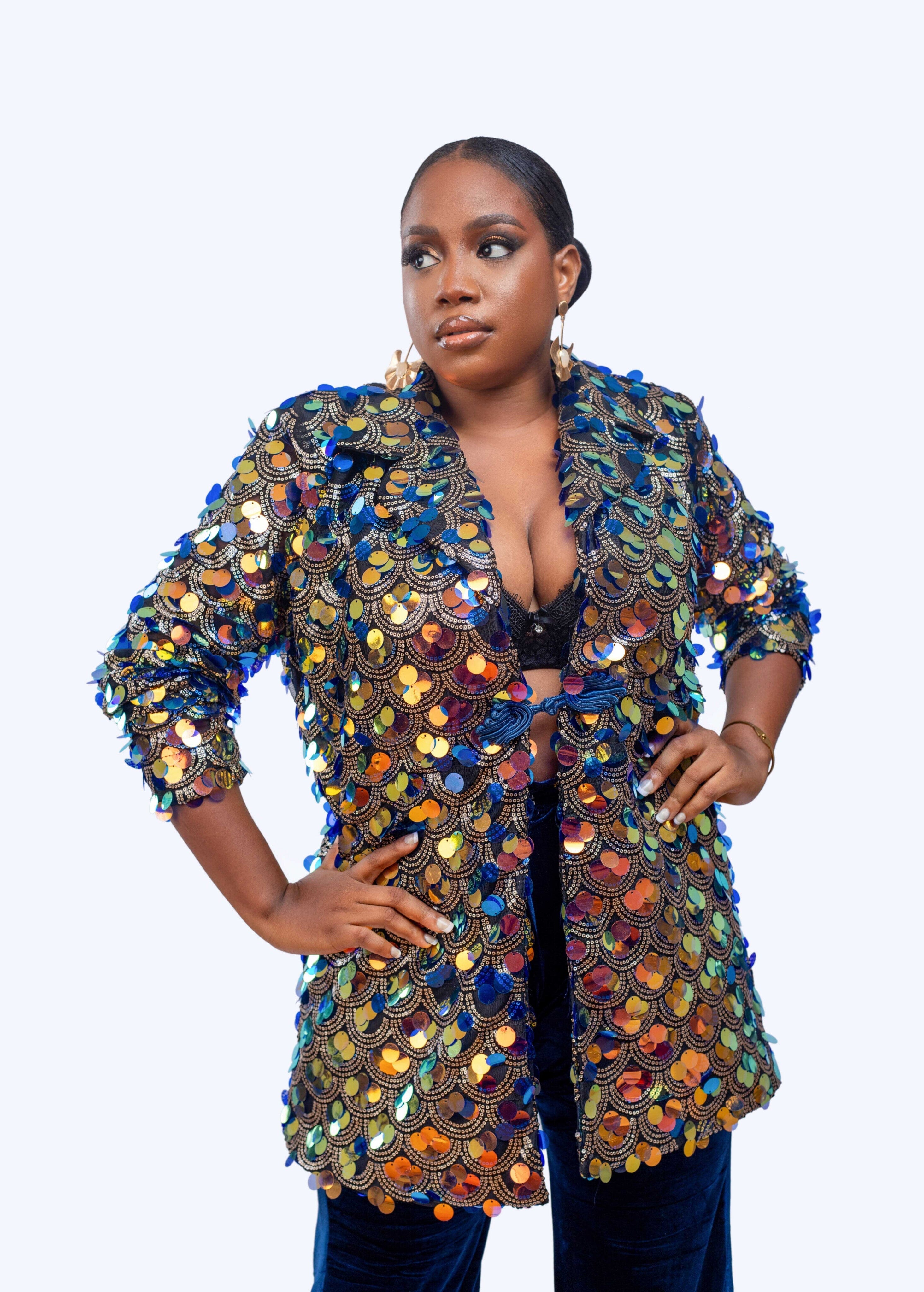 Baller Sequin Boyfriend Jacket Bibir