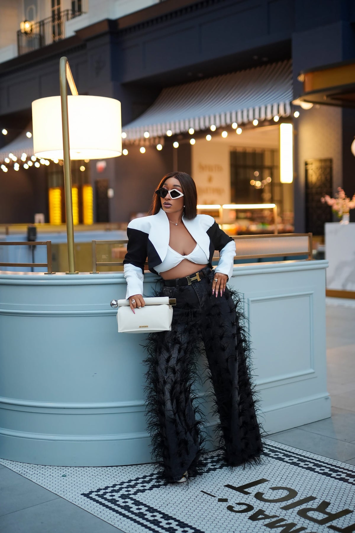 BLACK FEATHERED JEANS - Bibirẹ̀