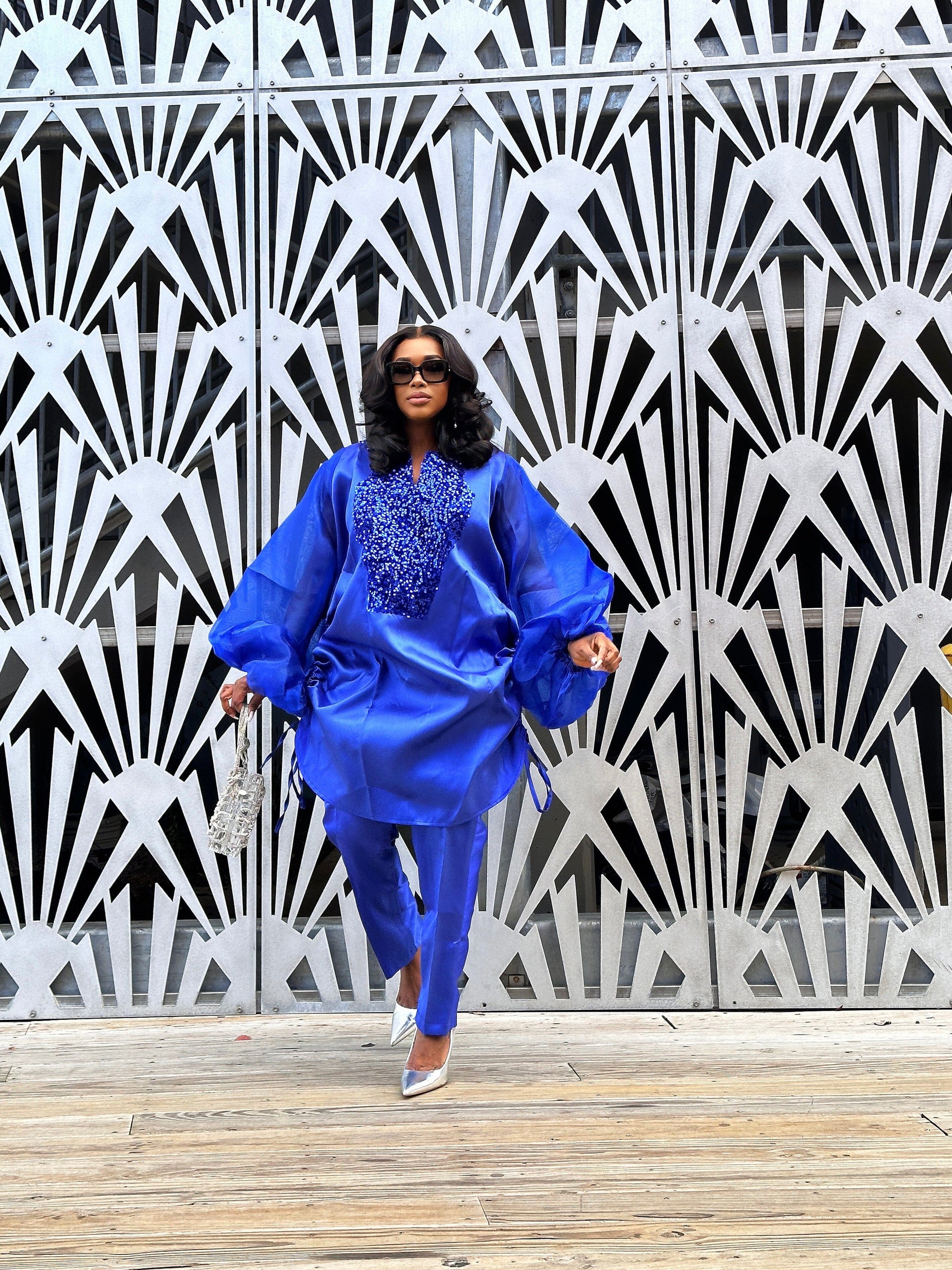 Boss Set Straight pants and long Tunic Top (Blue)