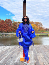 Boss Set Straight pants and long Tunic Top (Blue)