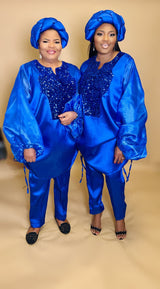 Boss Set Straight pants and long Tunic Top (Blue)