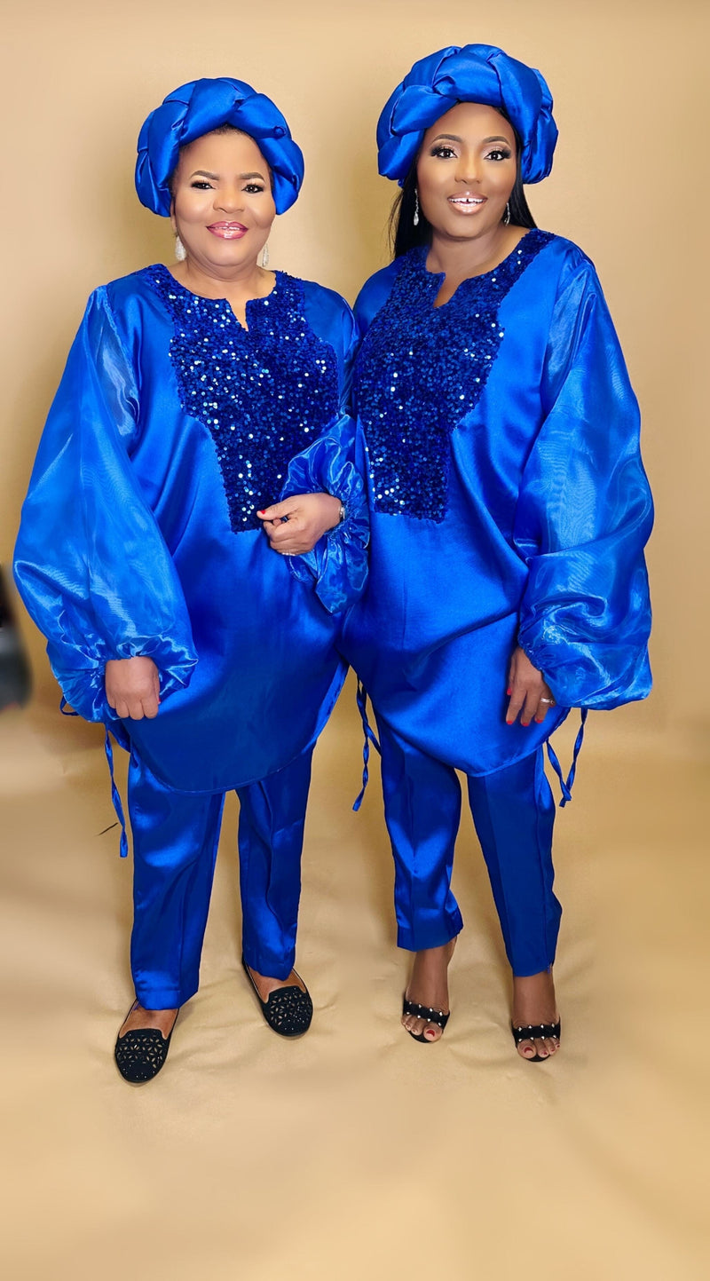 Boss Set Straight pants and long Tunic Top (Blue)