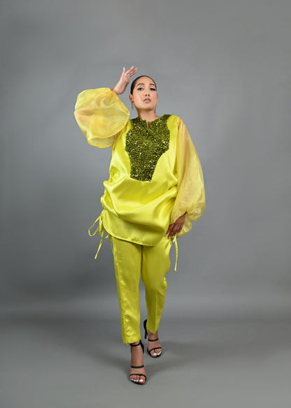 Boss Set Straight pants and long Tunic Top (Neon)