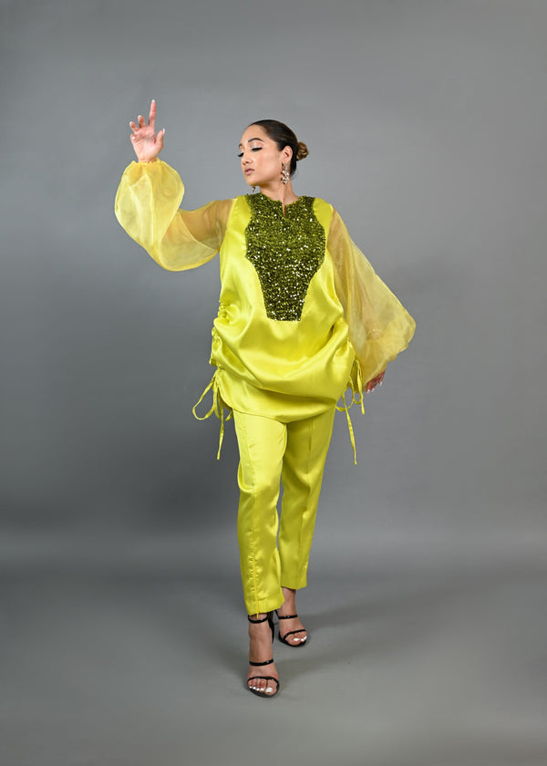 Boss Set Straight pants and long Tunic Top (Neon)
