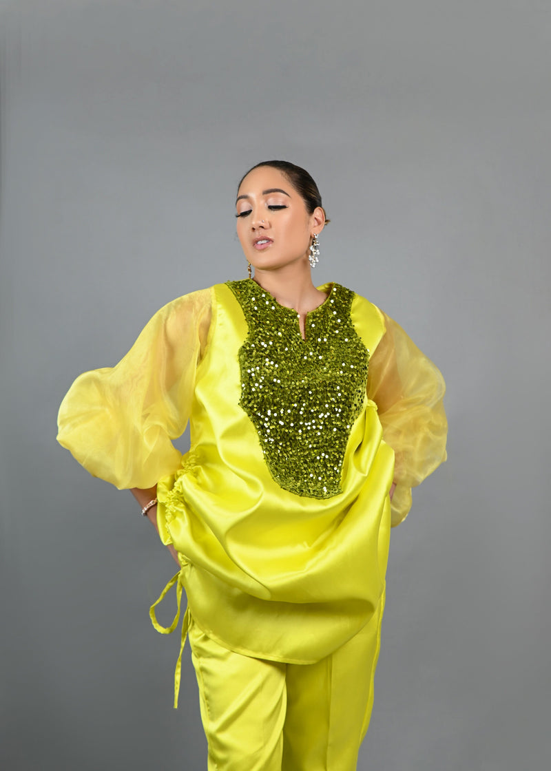 Boss Set Straight pants and long Tunic Top (Neon)