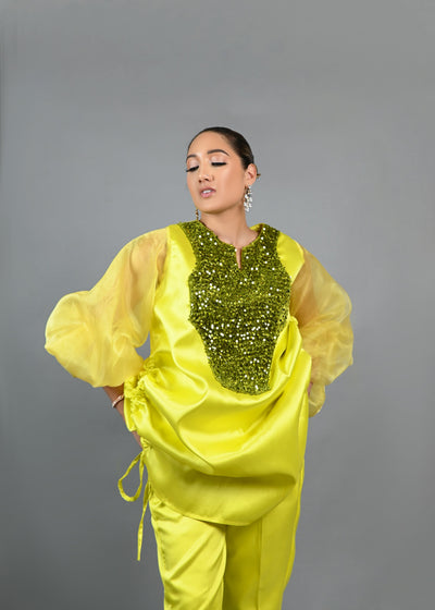 Boss Set Straight pants and long Tunic Top (Neon)