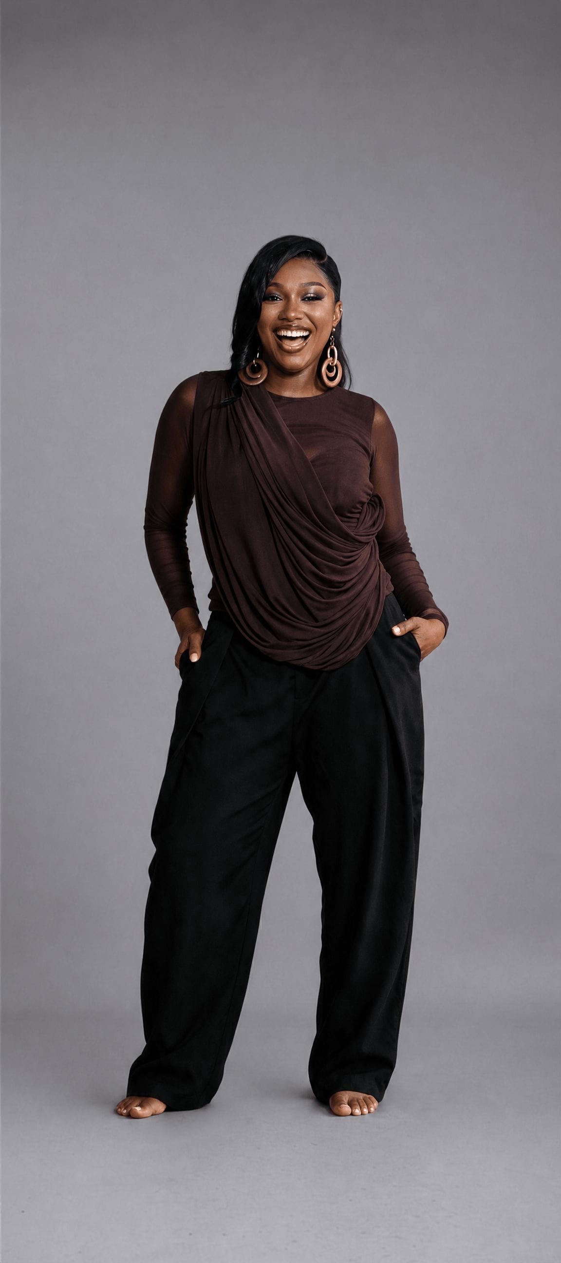 BROWN MESH TOP
