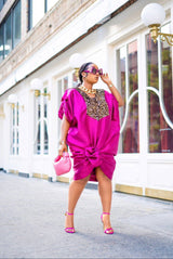 Buga Boubou dress (hot pink)- African maxi dress with Silk fabric