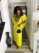 Buga Boubou (Neon)- African maxi dress with Silk fabric
