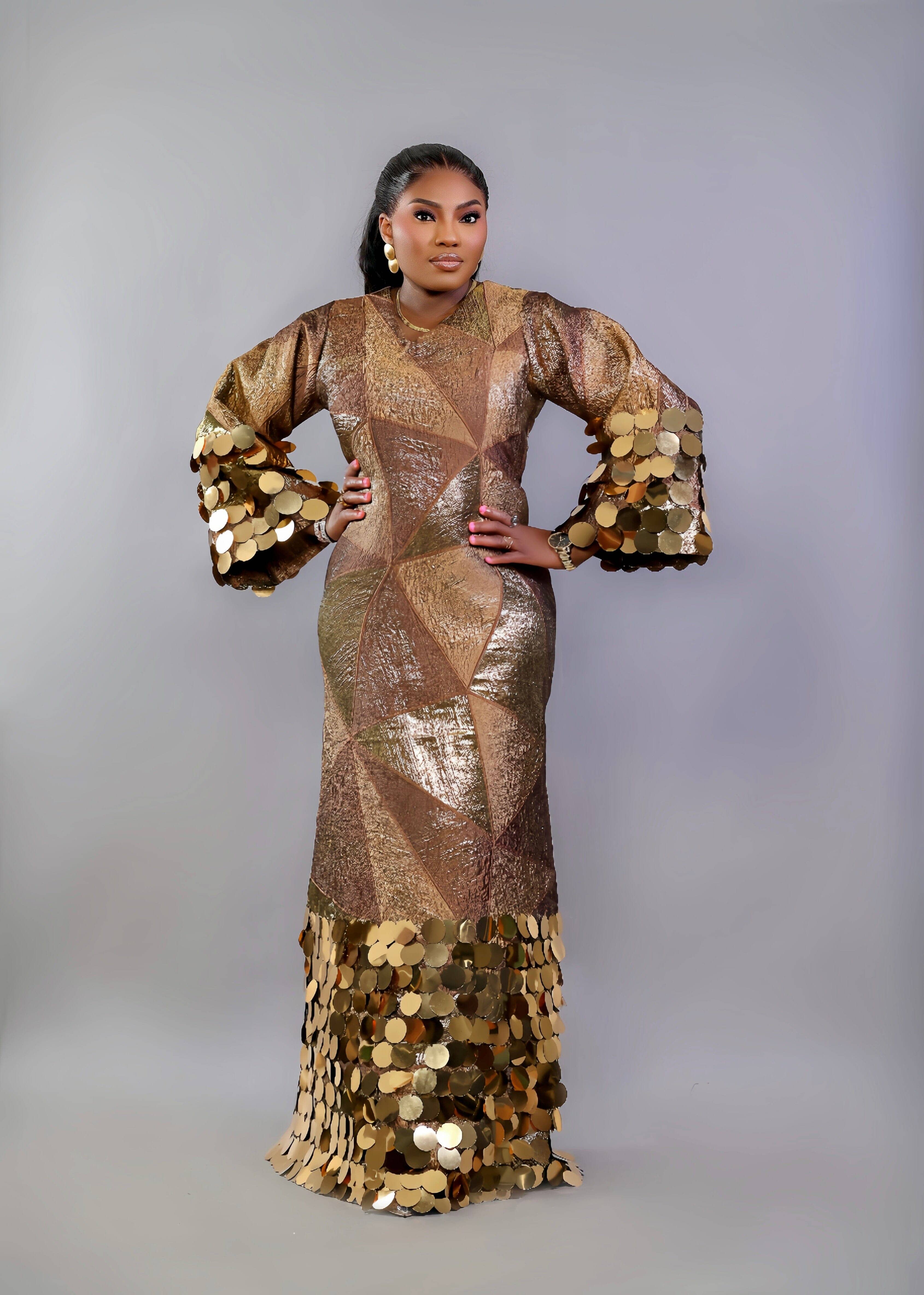 FIA GOLD BROCADE DRESS – Bibiré