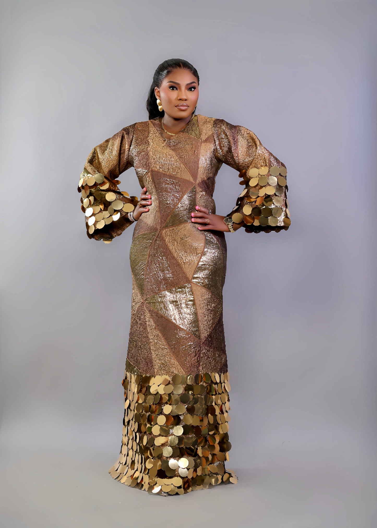FIA GOLD BROCADE DRESS - Bibirẹ̀