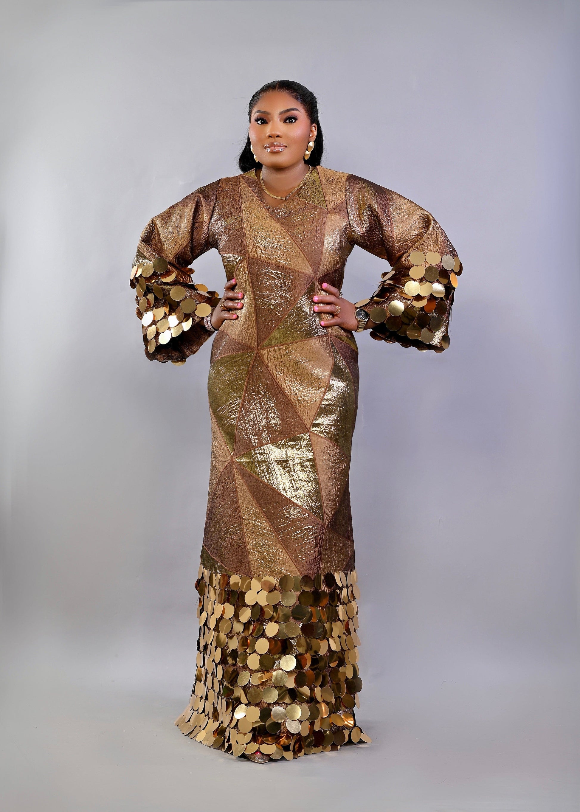 FIA GOLD BROCADE DRESS - Bibirẹ̀