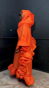 Flako Orange Dress With Ruffles Boubou