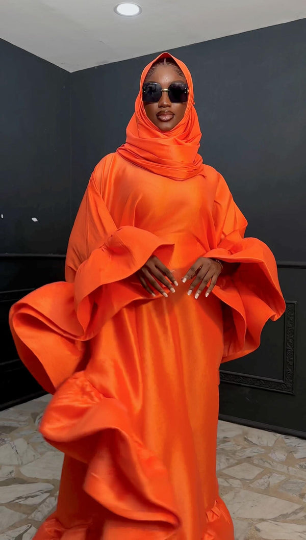 Flako Orange Dress With Ruffles Boubou