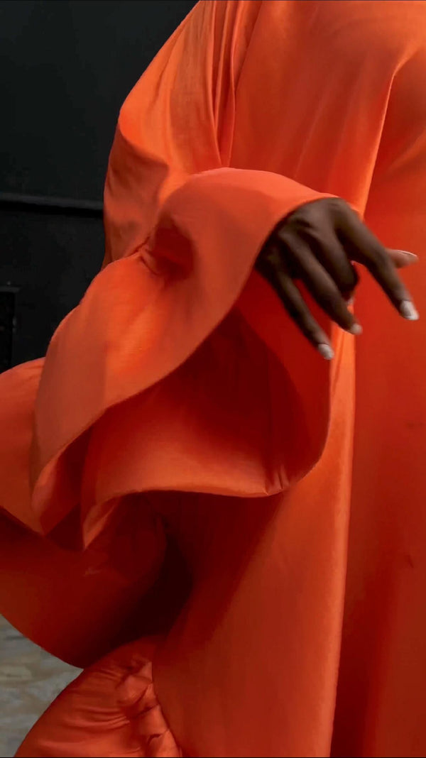 Flako Orange Dress With Ruffles Boubou