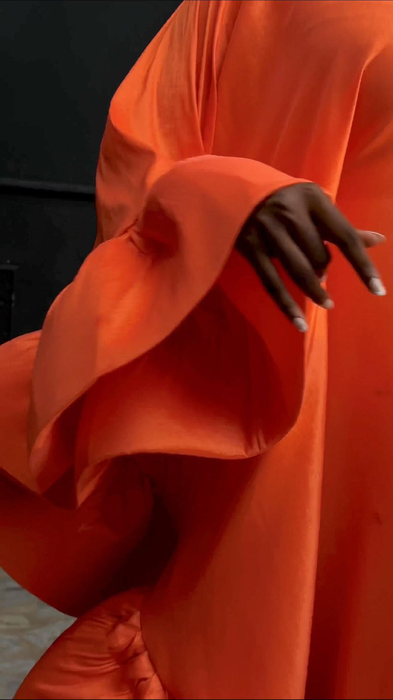 Flako Orange Dress With Ruffles Boubou