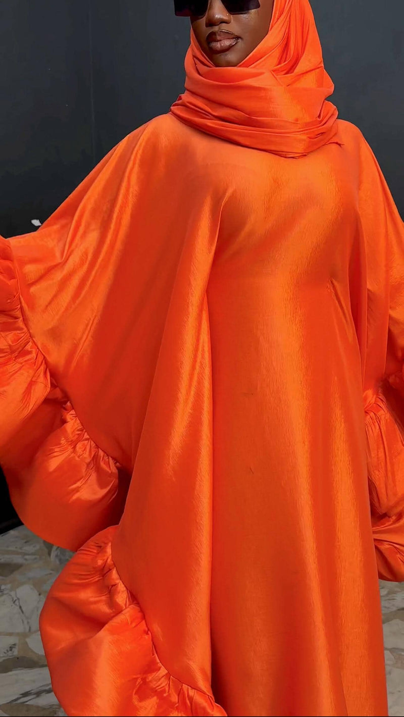 Flako Orange Dress With Ruffles Boubou