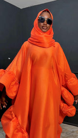Flako Orange Dress With Ruffles Boubou