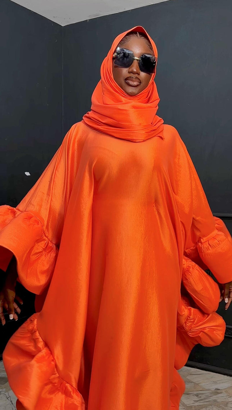 Flako Orange Dress With Ruffles Boubou