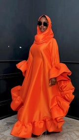 Flako Orange Dress With Ruffles Boubou