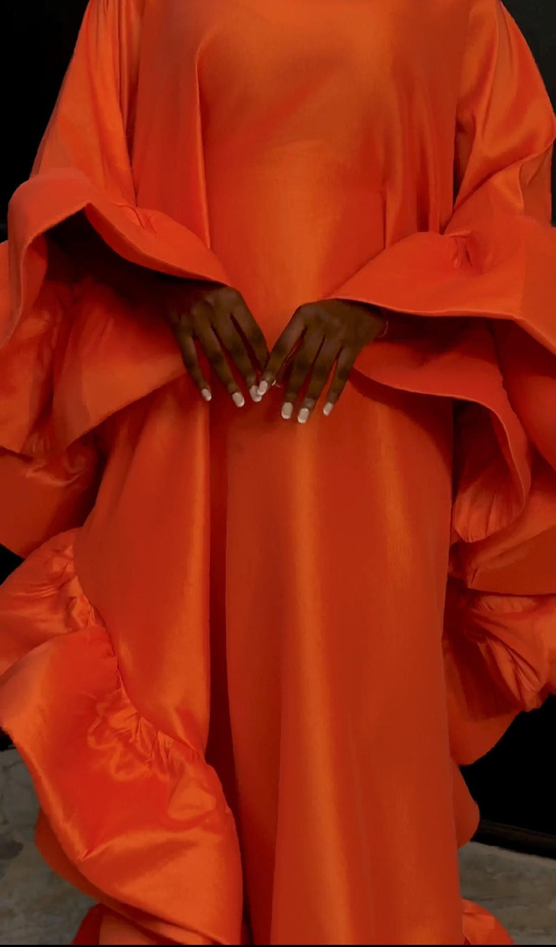 Flako Orange Dress With Ruffles Boubou