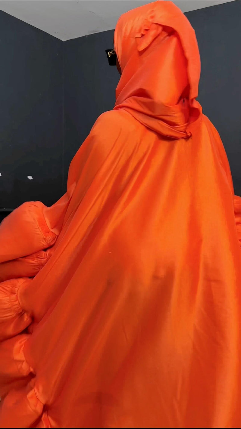 Flako Orange Dress With Ruffles Boubou