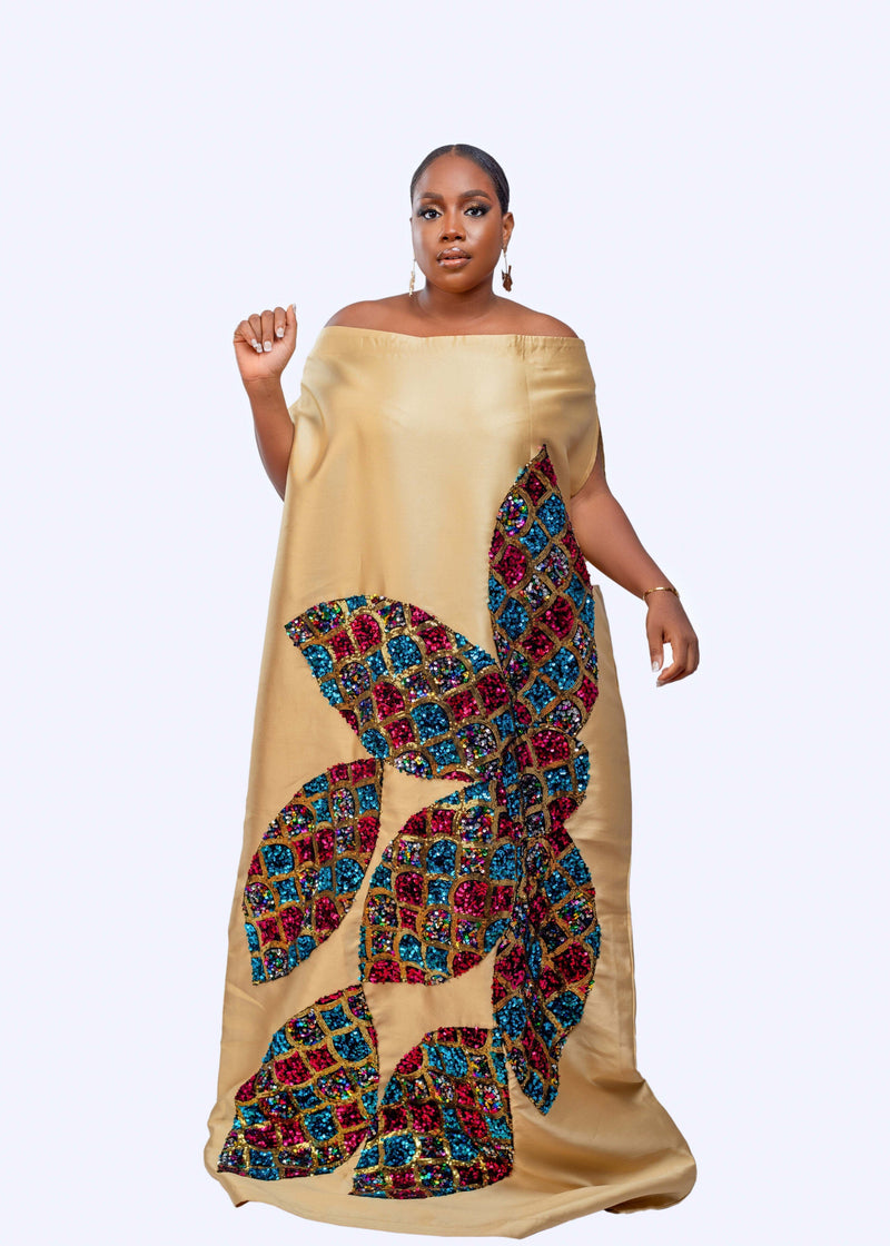 Gold Goddess boubou - African kaftan dress with sequin