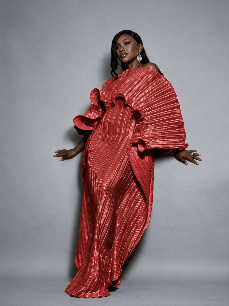 RODO MAXI PLEATED DRESS(RED) - Bibirẹ̀