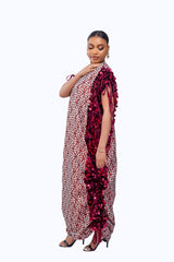 Jinja damask and sequin Boubou khaftan - Wine color