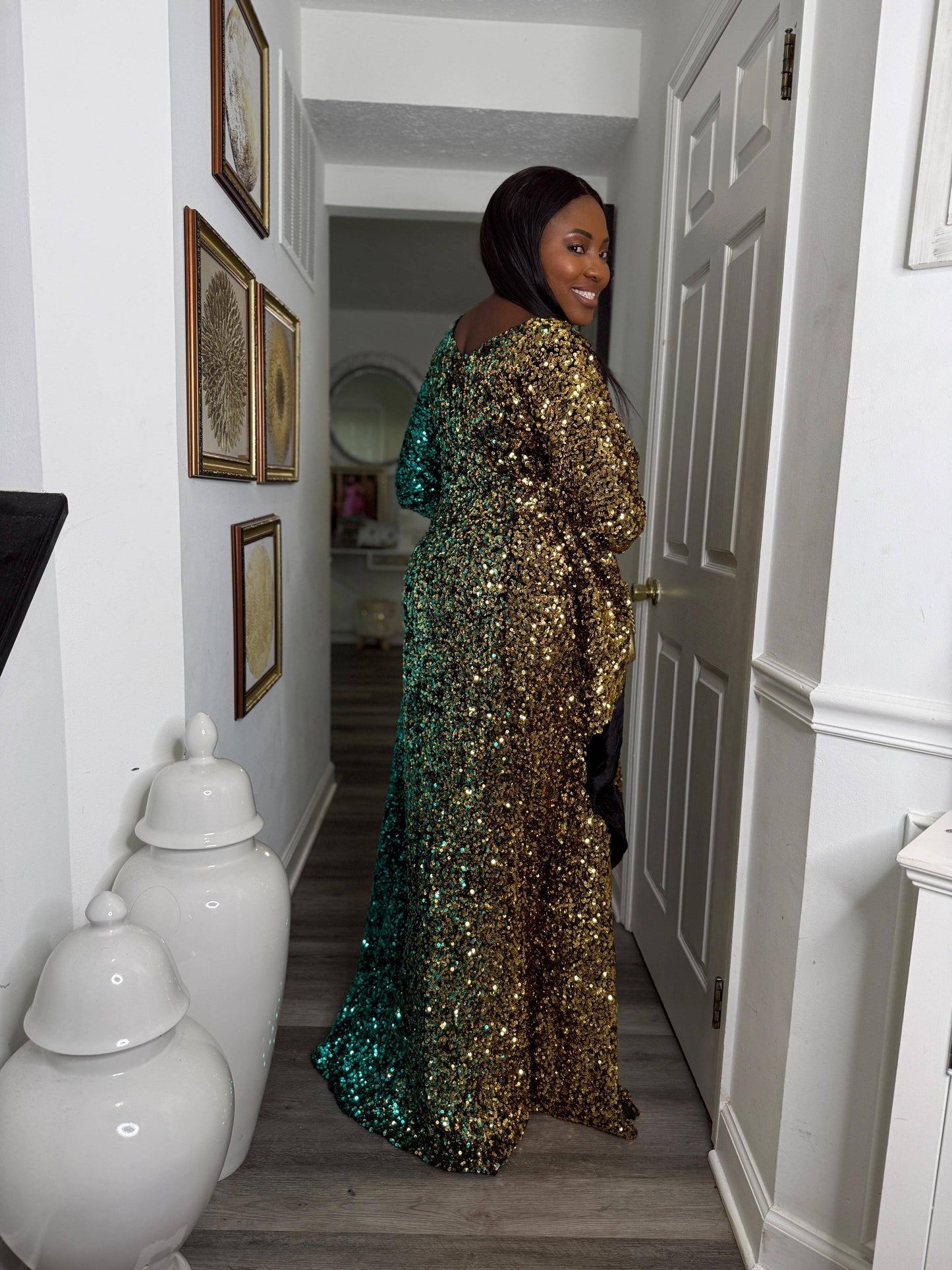 Joro Sequin Dress Boubou (teal green)