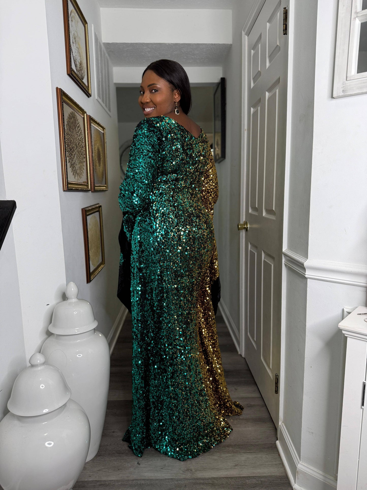 Joro Sequin Dress Boubou (teal green)