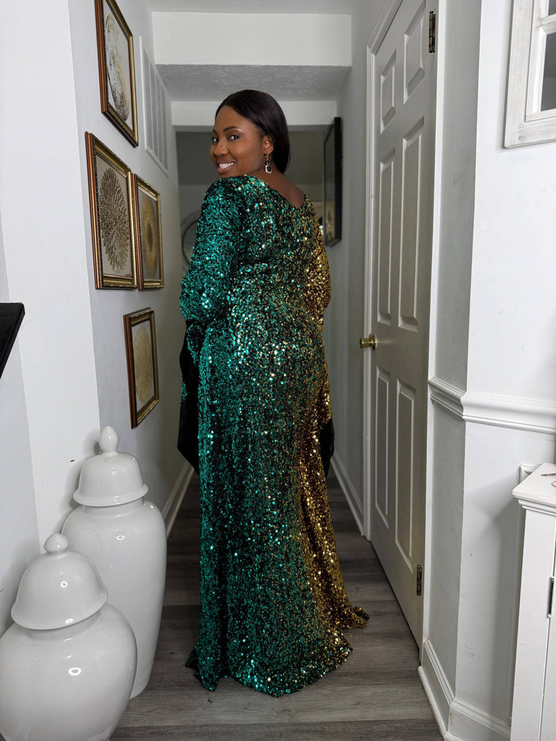 Joro Sequin Dress Boubou (teal green)