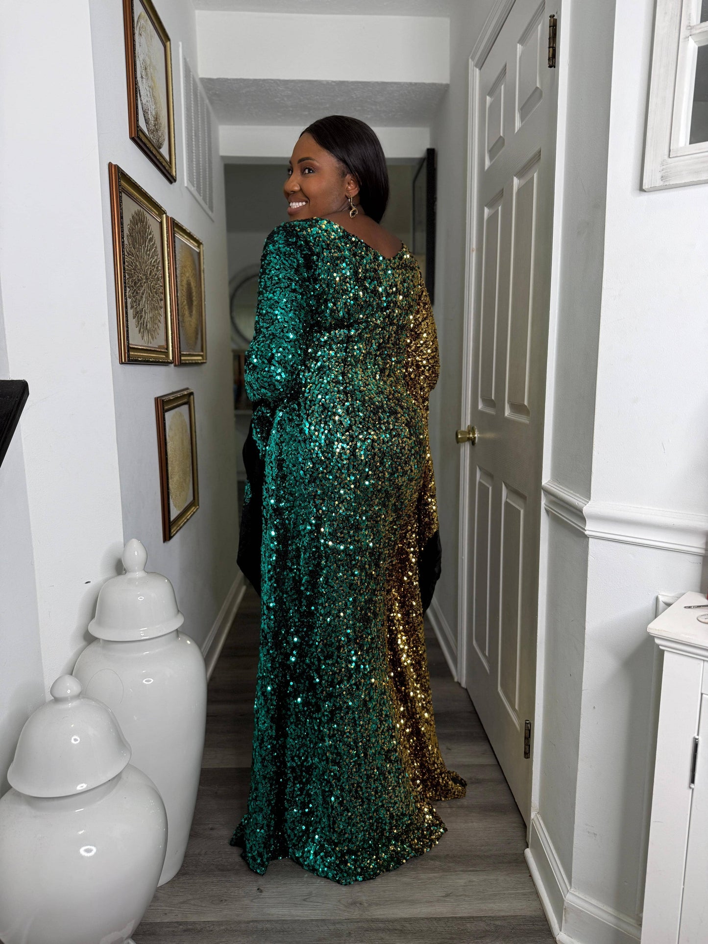 Joro Sequin Dress Boubou (teal green)