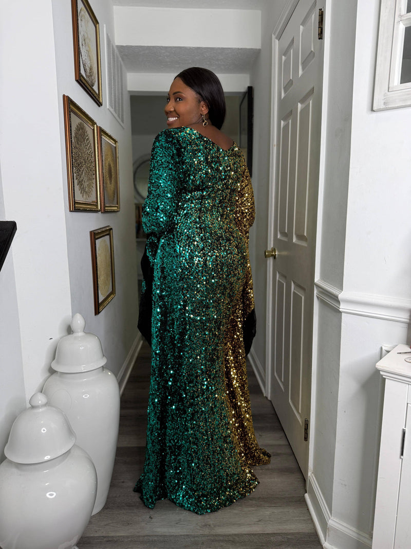 Joro Sequin Dress Boubou (teal green)