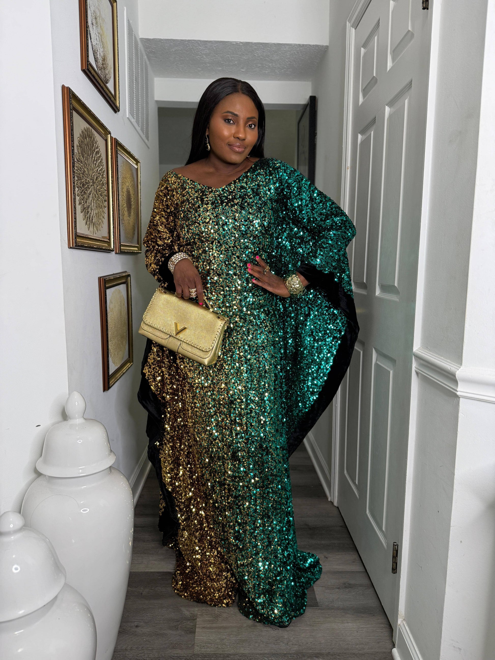 Joro Sequin Dress Boubou (teal green)